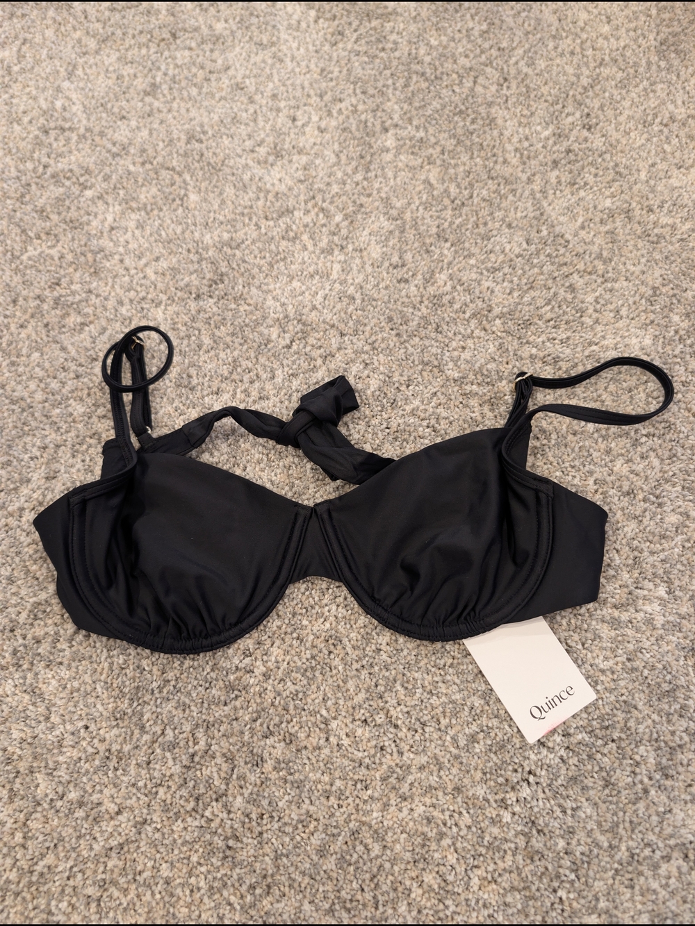 Quince Women's Black Underwire Demi Bikini Top Medium NWT